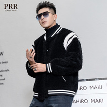 冬季新款皮毛一体男短款宽松羊剪绒外套羊羔毛皮草大衣棒球服夹克