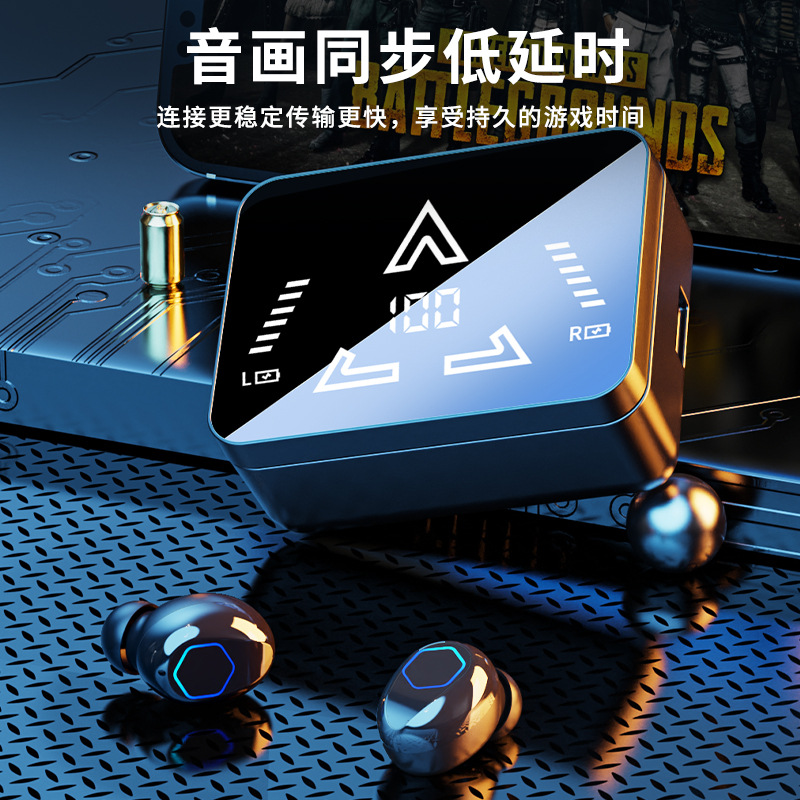 跨境爆款M48pro蓝牙耳机双耳镜面数显滑盖设计超长续航音乐耳机