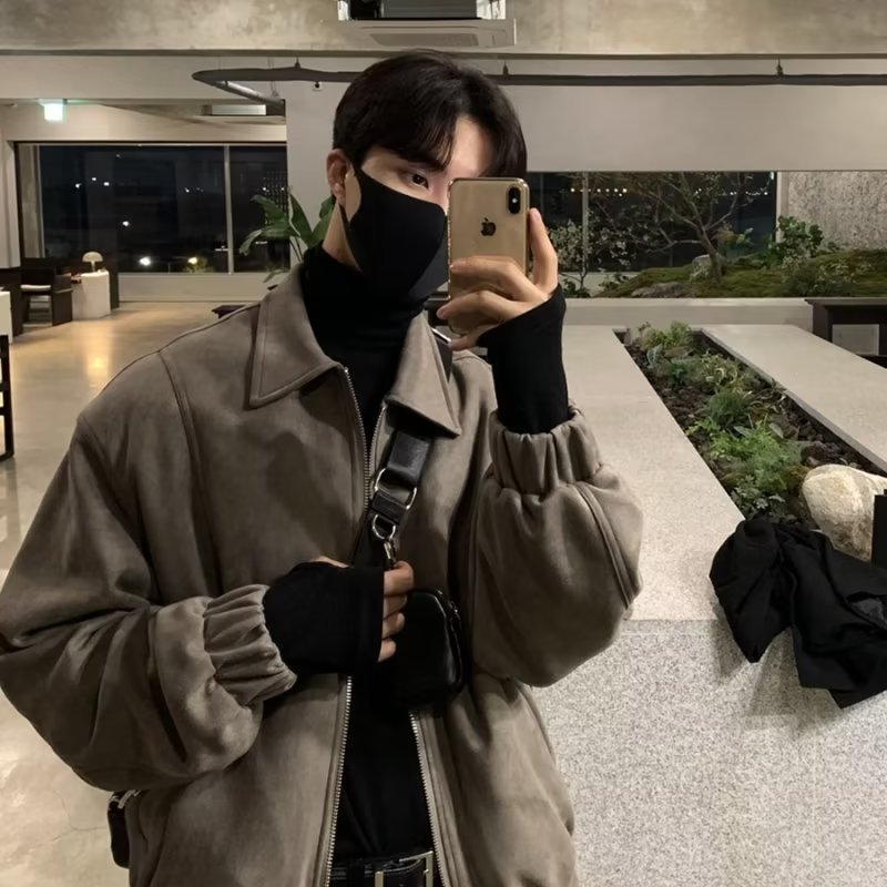 Chaqueta de gamuza para hombre 2024 primavera estilo coreano chaqueta de diseño marca de moda Suelta todo-fósforo pu chaqueta de solapa guapo