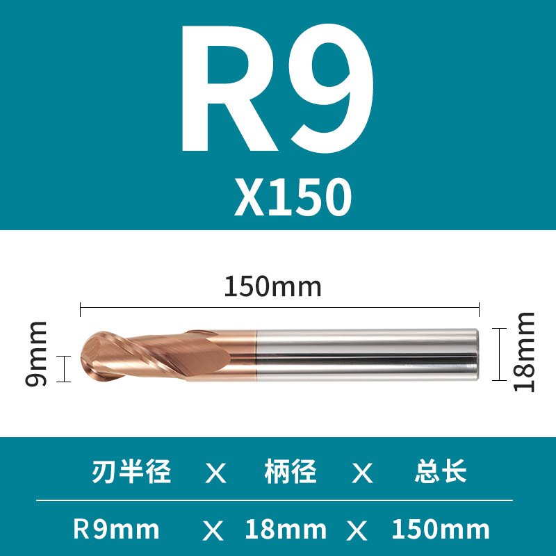 2 Hoja de 55 grados duro de la aleación de tungsteno de acero bola final fresa recta vástago R esférico Molino de extremo cnc herramienta Molino de extremo