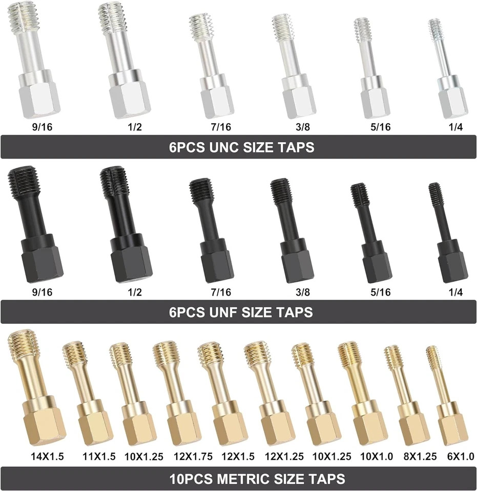 49-Piece Set of Thread Repair Tools, Damaged Thread Cleaning Tools, Tap and Die Repair Tools