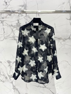 Niche Autumn and Winter New Women's high quality Star Jacquard Design Loose Slim Lapel Long Sleeve Shirt