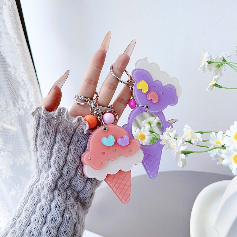 Cross-border new creative ice cream acrylic keychain, bag charm, cartoon keychain pendant, wholesale Cross-border new creative ice cream acrylic keychain, bag charm, cartoon keychain pendant, wholesale