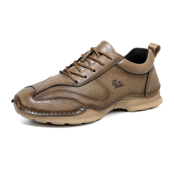 Giày lười nam thủ công da PU đế bằng cổ thấp cỡ lớn phong cách ngoài trời — 8727 màu kaki, 8727 màu đen, 8727 nâu nhạt, 8727 nâu sẫm