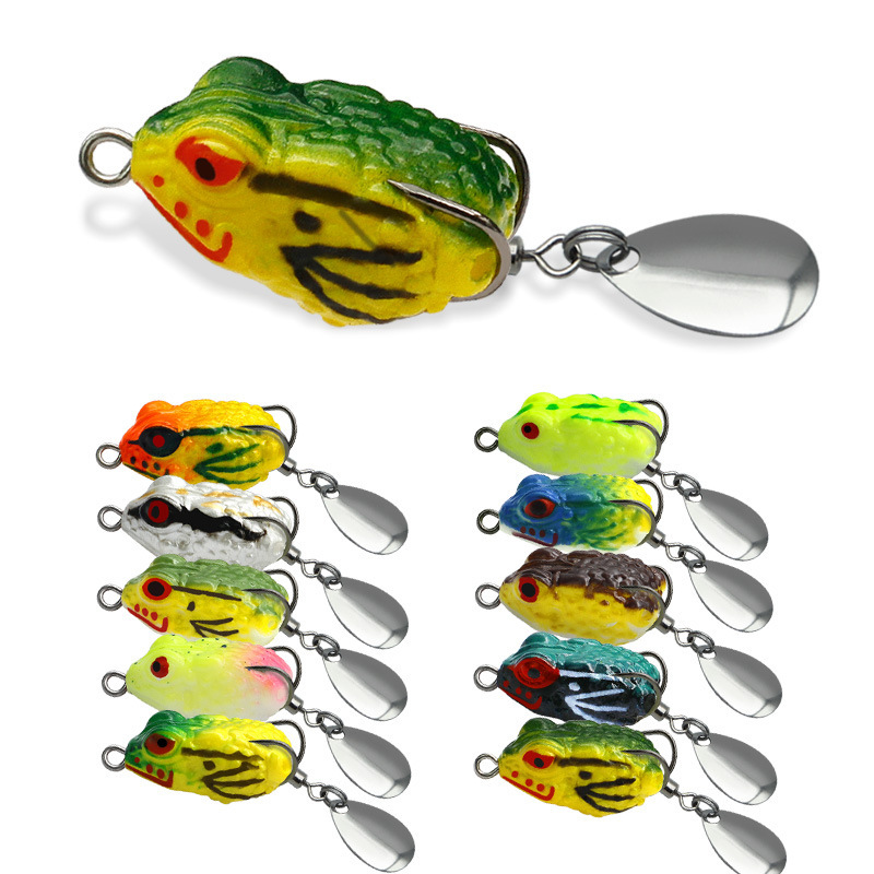 Mini Lure for Long-Distance Casting, 2.5Cm/3G Thai Frog Bait for Fighting Blackfish, Soft Bait with Double Hooks and Noise