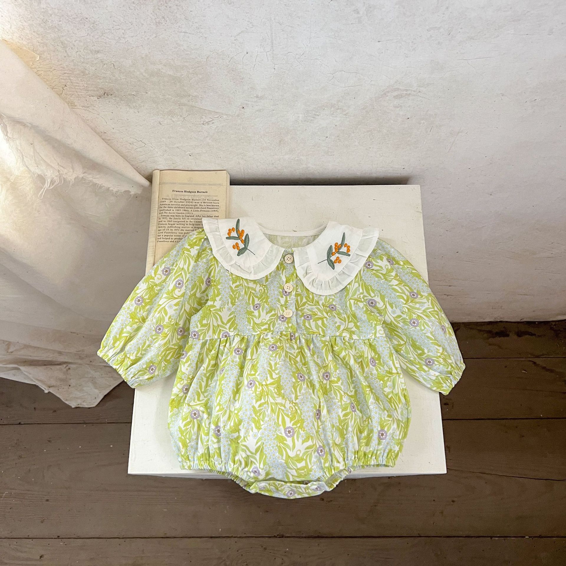 Ins niñas coreanas bebés algodón hermanas cuello de muñeca bordado vestido casual para niños pequeños