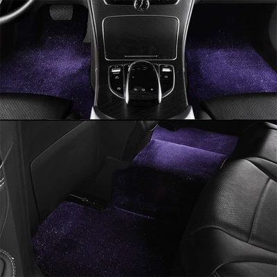 Car Carpet foot mat gold velvet bright - purple