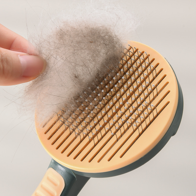 Meianju pein de botón redondo para eliminar el pelo flotante pein de masaje portátil para perros y gatos productos de limpieza de mascotas