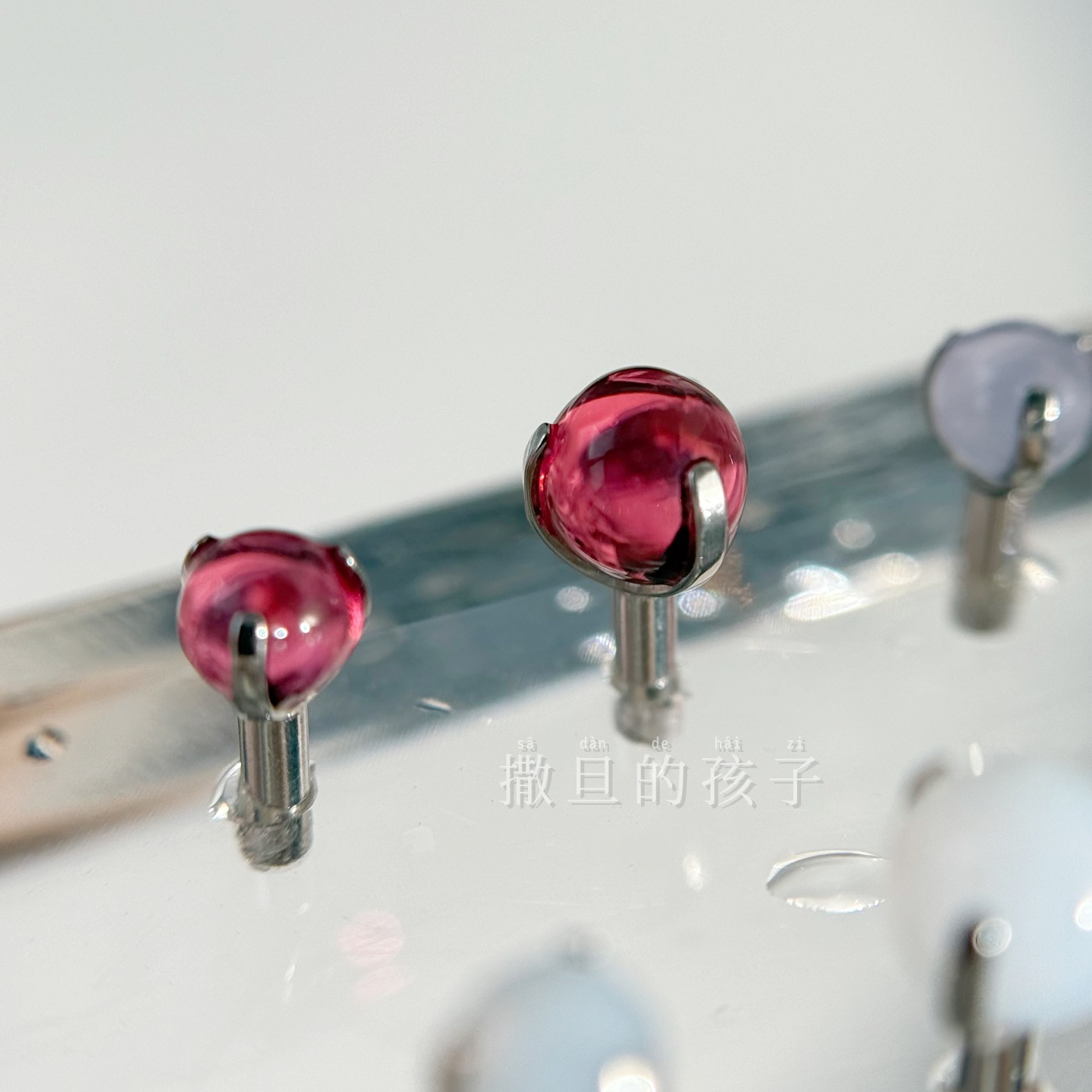 F136 Titanium Alloy Morandi Opal Tongue Barbell Internally Threaded 5mm Drinkable Tongue Piercing Jewelry detail image 9