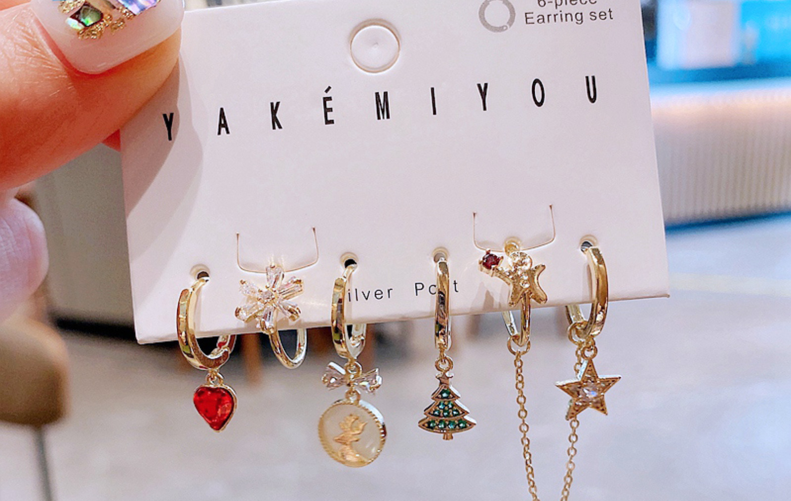 Zircon Christmas Star Reindeer Snowflake Ear Buckle Set Wholesale Jewelry Nihaojewelry display picture 4