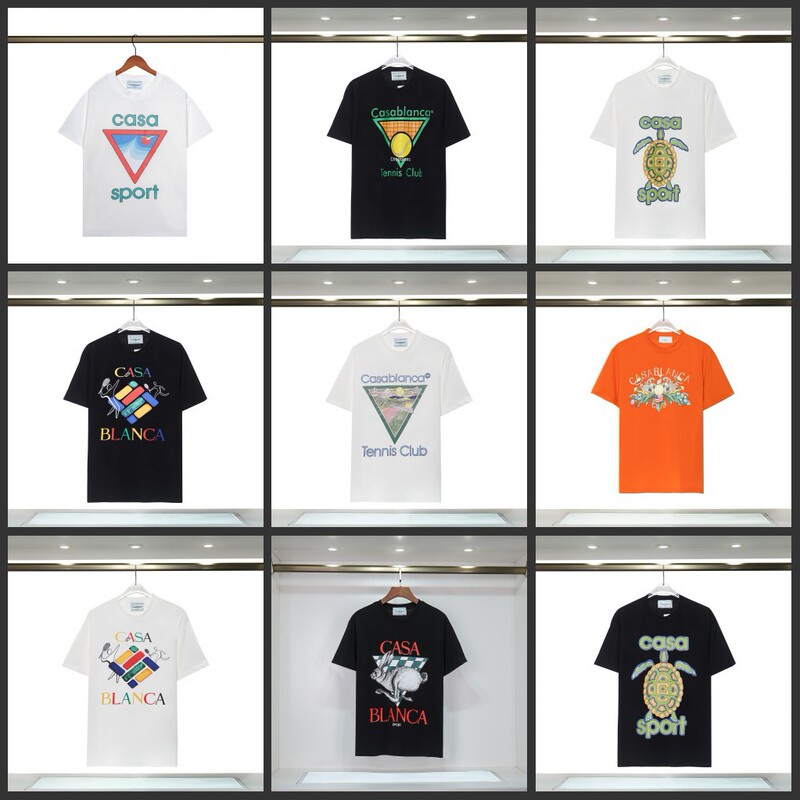 Casablanca Spring and Summer New Tennis Club Court Letter Printed CASA Stars Short-sleeved T-shirt