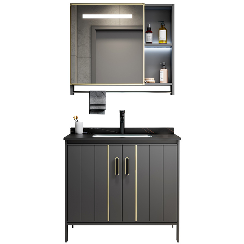 Engrosada espacio gabinete de baño de aluminio combinación balcón lavabo de piso de baño lavabo integrado lavabo piscina