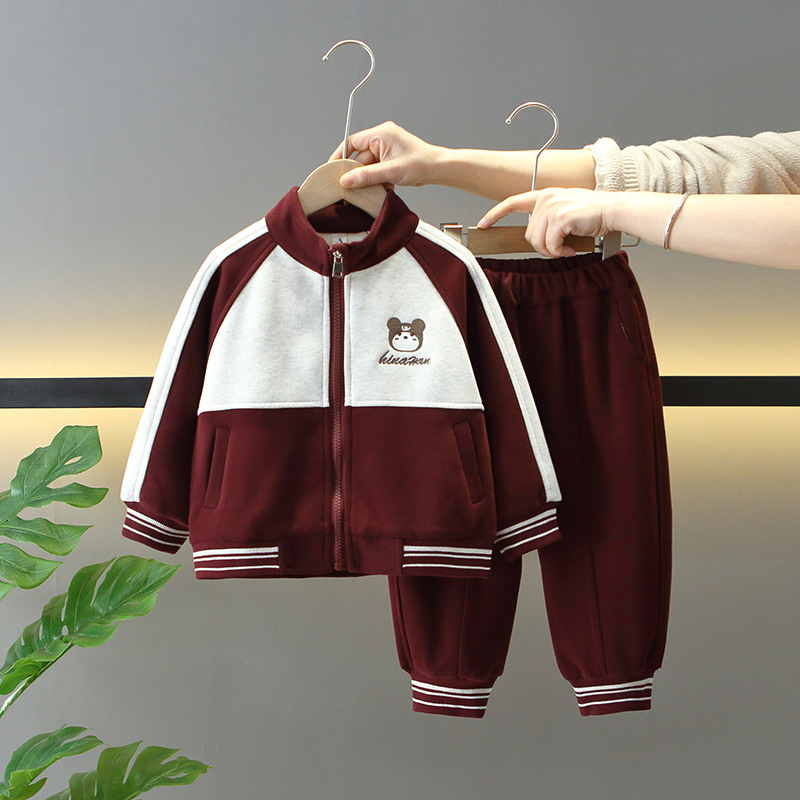 7714 Traje deportivo de primavera y otoño para niños 2025 Nuevo estilo Chaqueta de uniforme de béisbol para niños Ropa de primavera para bebés Traje de dos piezas