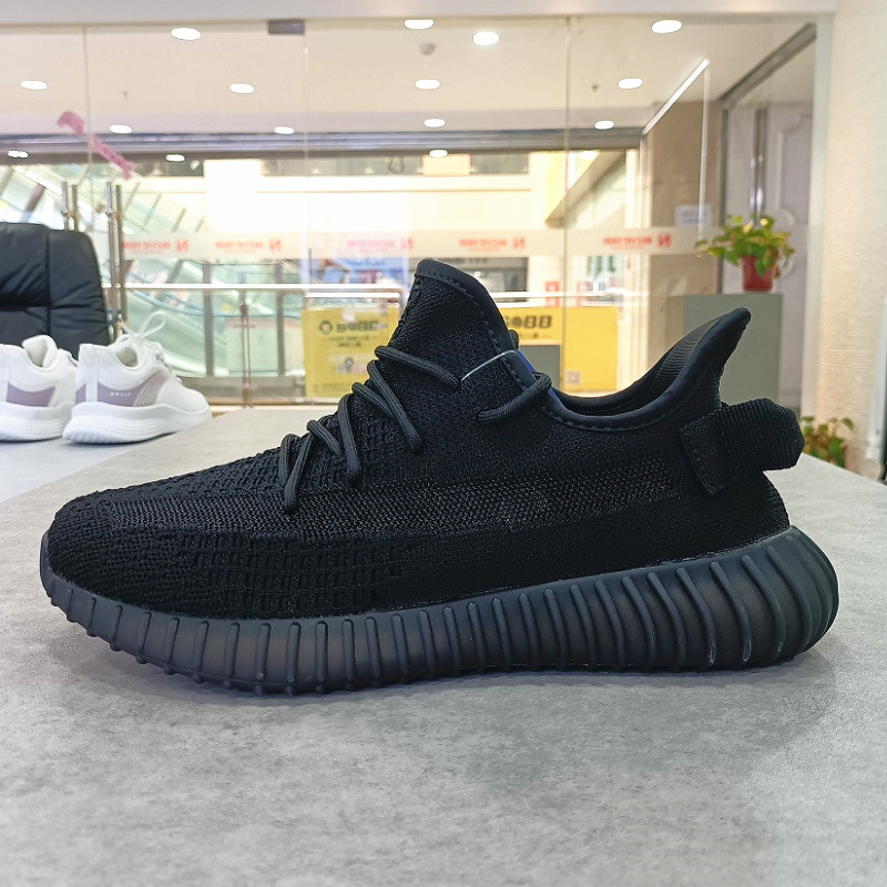 Putian Yeezy 350 Black Warrior Pure Black Men's Shoes Flyknit Breathable Single Mesh Thin Shock-Absorbing Sports Shoes