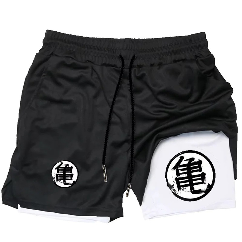 Summer Anime 2D Print Unisex Sports Quick-Dry Breathable Casual 2-in-1 Running Shorts