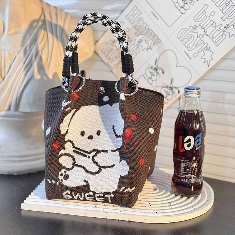 ニットハンドバッグ、ニッチデザインバケットバッグ、トートバッグ、ハンドバッグ、カジュアルで多用途なショルダーバッグ、ニットポータブルバッグ