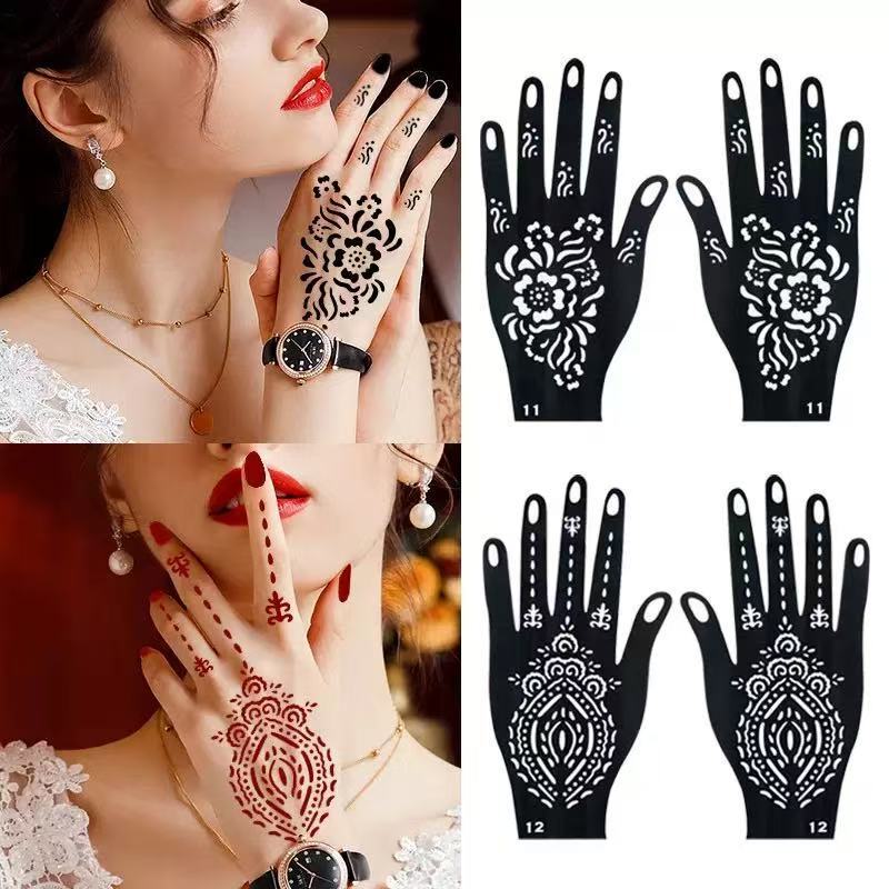 Temporary Hand-Painted Tattoo Template Inkjet Tool Indian Henna Cut Out Tattoo Juice Herbal Semi-Permanent Tattoo