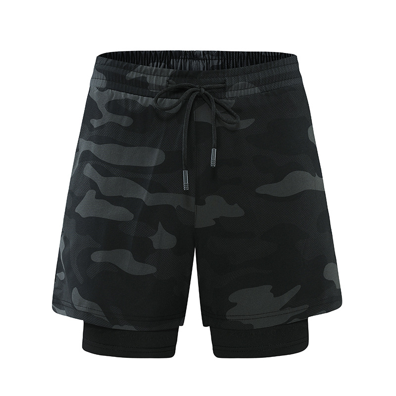 2022 nuevos pantalones deportivos falsos de dos piezas de verano para hombres de secado rápido transpirable de doble capa anti-exposición correr pantalones cortos de fitness hombres