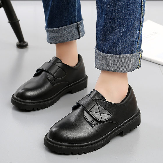 Children's Shoes Boys Leather Shoes Soft Sole Middle and Large Children's Spring and Autumn 2023 New Korean Style Boys British Style Student Shoes