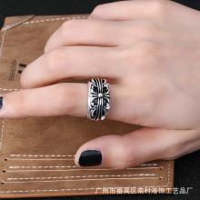 新款港饰珠宝外贸饰品克罗伈戒指 ins潮高级感复古情侣对戒批发