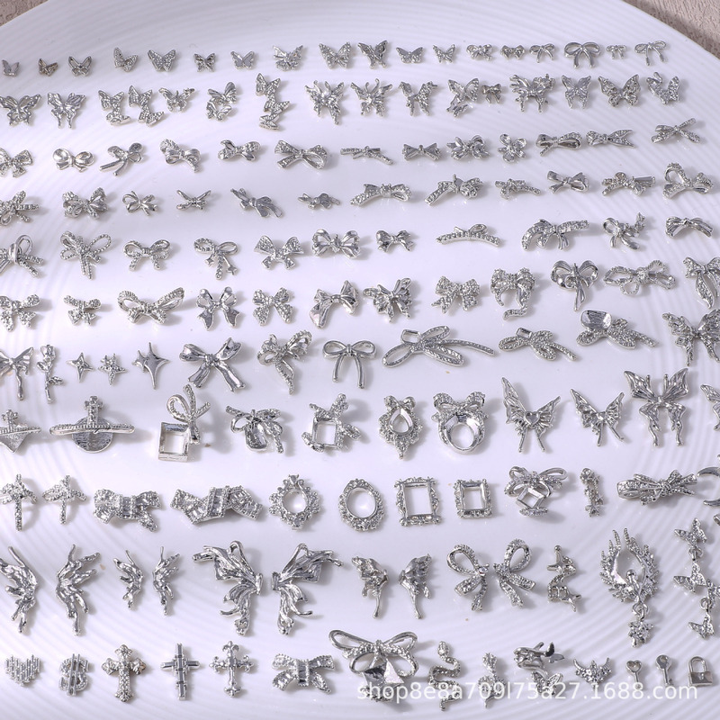 Nail Art Accessories, Metal 3D Hollow Alloy Butterfly Bow Nail Art Decorations, Factory Wholesale Nail Art Accessories, Metal 3D Hollow Alloy Butterfly Bow Nail Art Decorations, Factory Wholesale