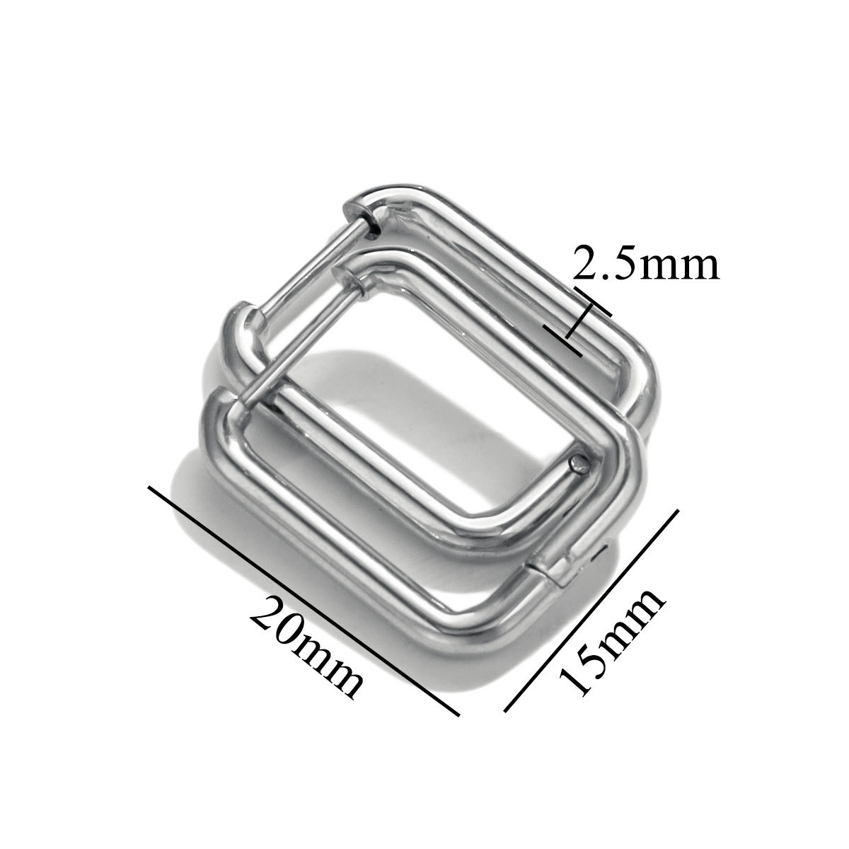 Titanio acero cuadrado oído hebilla simple moda brillante pendientes rectangulares DIY accesorios de la joyería impermeable vacío plateado joyería