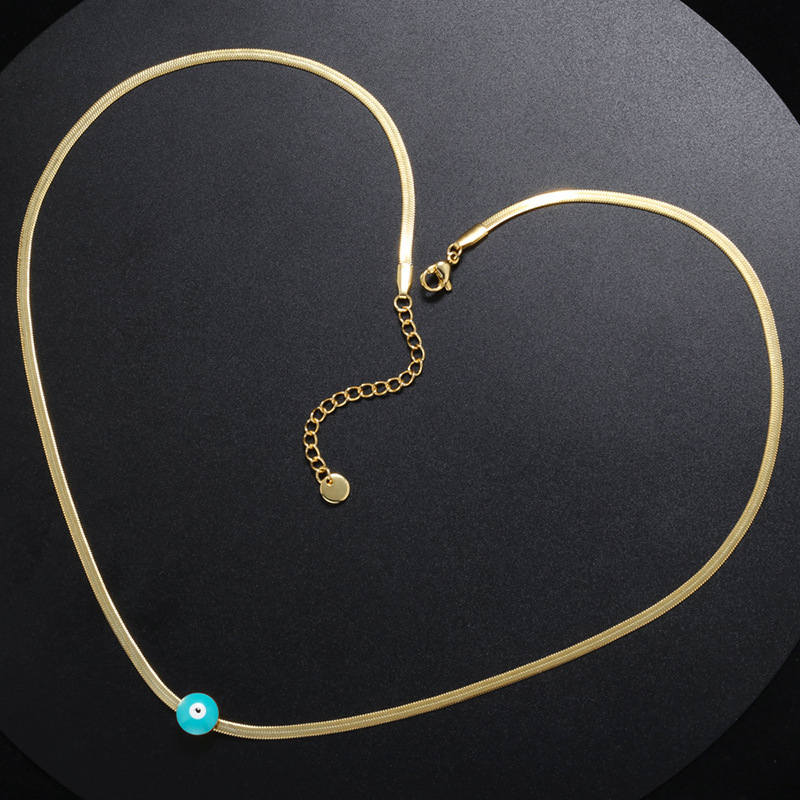 18K Real Gold Plated Plating Material Copper Pendant Material PVD Coated Devil'S Eye Stainless Steel Fashion Waterproof Non Tarnish 304 Stainless Steel Necklace