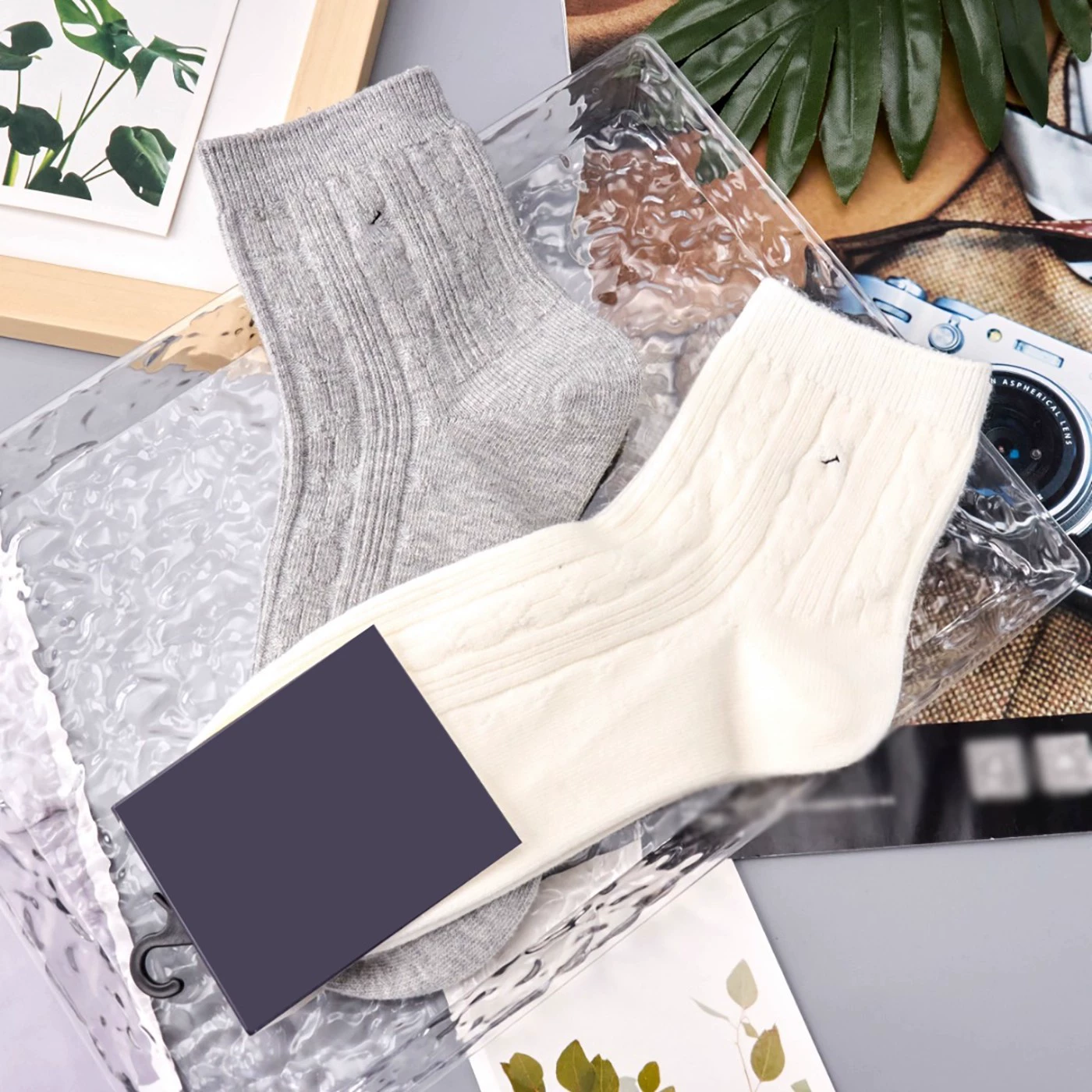 2025 New Pony Embroidered Cable Cotton Two-Pair Socks