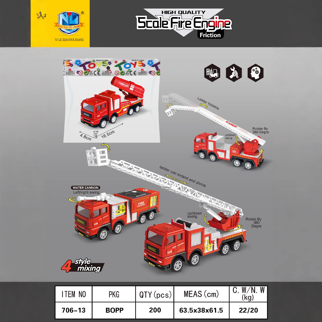 Excavadora inercial transfronteriza para niños Juguete Simulación Vehículo de ingeniería Modelo de excavadora para niños Camión de bomberos Juguete al por mayor