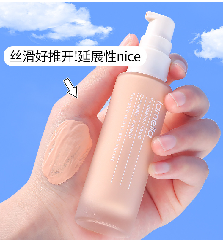 This hydrating and clear foundation liquid provides moisture, concealer, oil control, long-lasting makeup without smudge, and is less prone to powder sticking. It offers a natural nude look and is affordable for students undefined