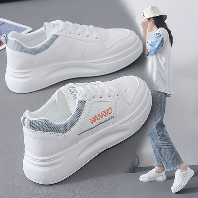 White shoes women 2021 Autumn new pattern Korean Edition ins The thickness of the bottom student skate shoes leisure time motion White shoes