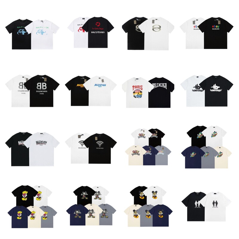 Cross-Border Luxury Trend Missing Printed Letter Logo Short-Sleeve Trendy Brand Foreign Trade European Goods B-Brand Round Neck Unisex Loose T-Shirt Trendy