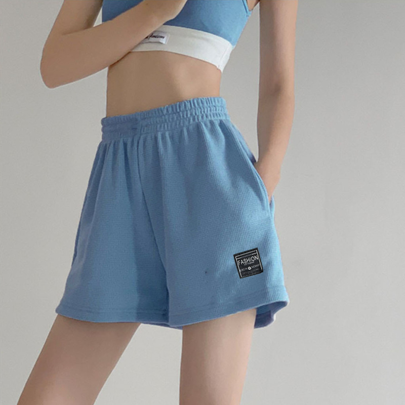 Wafflick Sports Shorts Girls Loose Waist Wide Leg Hot Pants Casual Slimming High Waist Straight Household Casual Pants