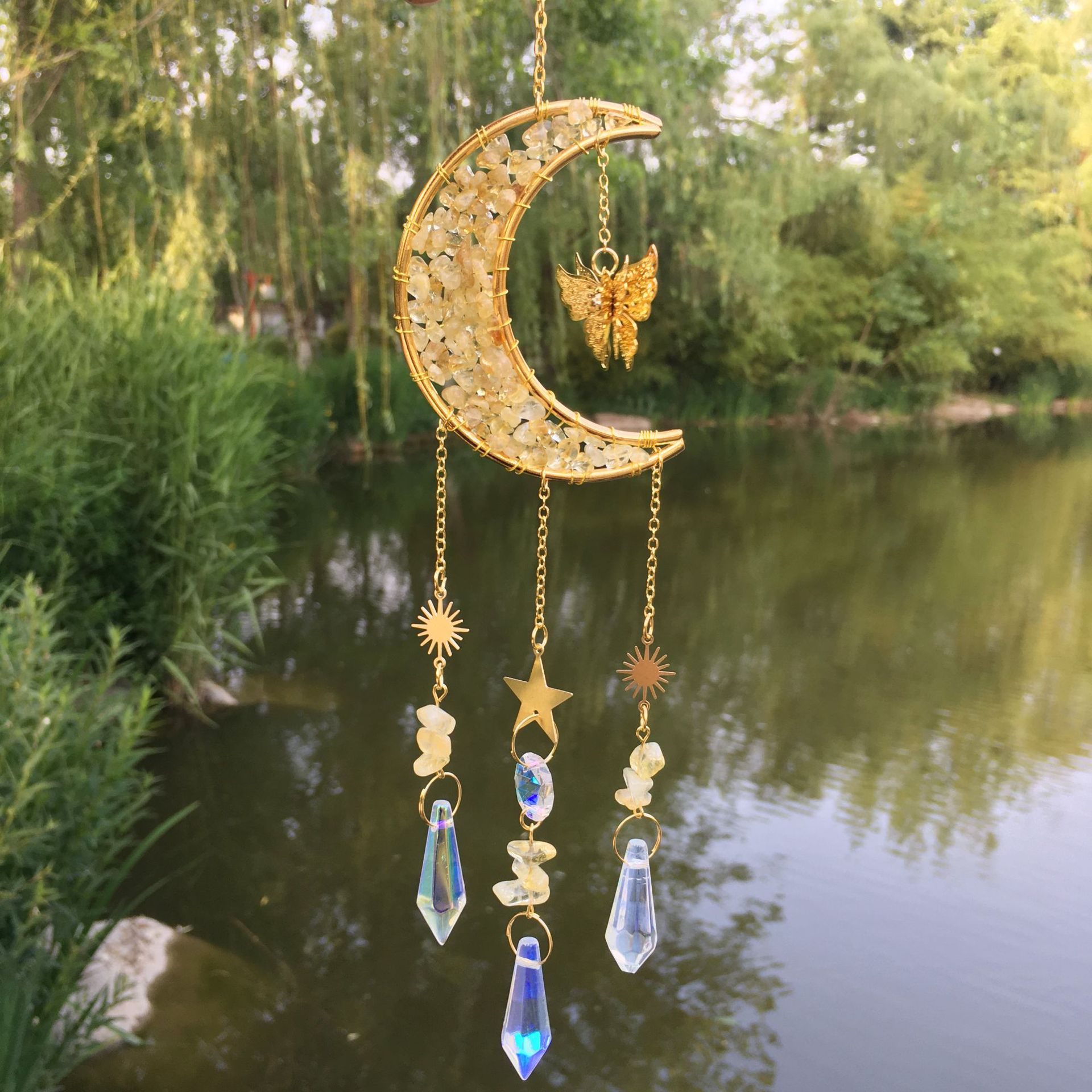 Handmade Craft Retro Simple Style Star Moon Metal Wind Chime