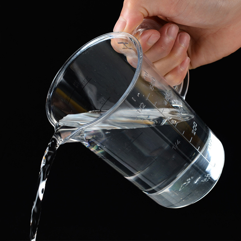 Taza medidora de escala de línea negra de acrílico Taza medidora de PC Taza medidora transparente de gran capacidad con mango Taza medidora de catering para hornear té