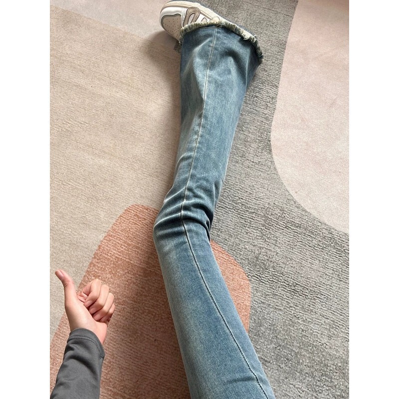 Raw edge flared jeans for women, spring and autumn, high-waisted, slim-fit, plus size, versatile, slimming, petite-friendly bootcut pants Raw edge flared jeans for women, spring and autumn, high-waisted, slim-fit, plus size, versatile, slimming, petite-friendly bootcut pants