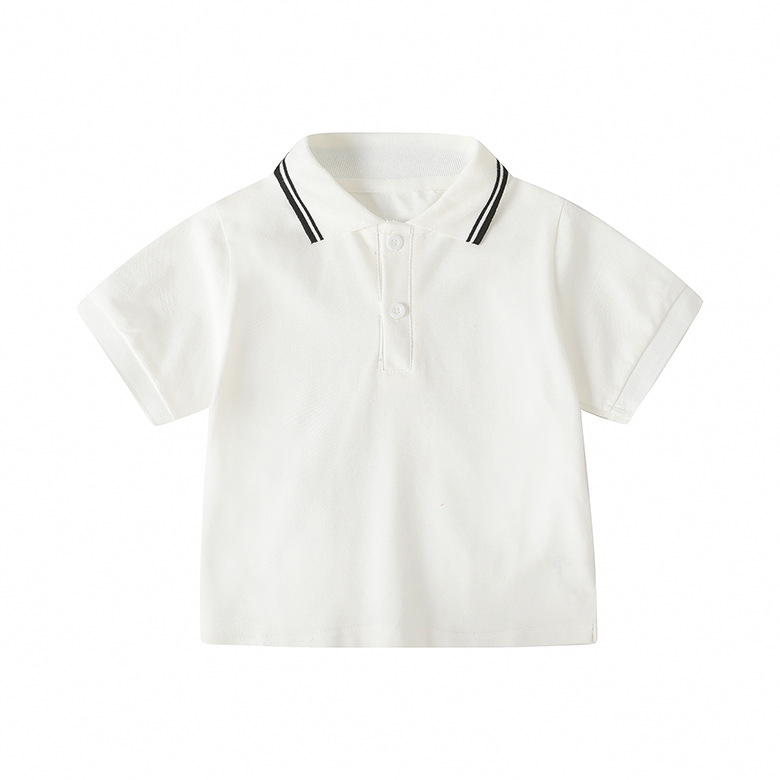 Boys and girls short-sleeved T-shirts, pure color polo shirts, summer school uniforms, middle and big children, pure cotton lapel shirts