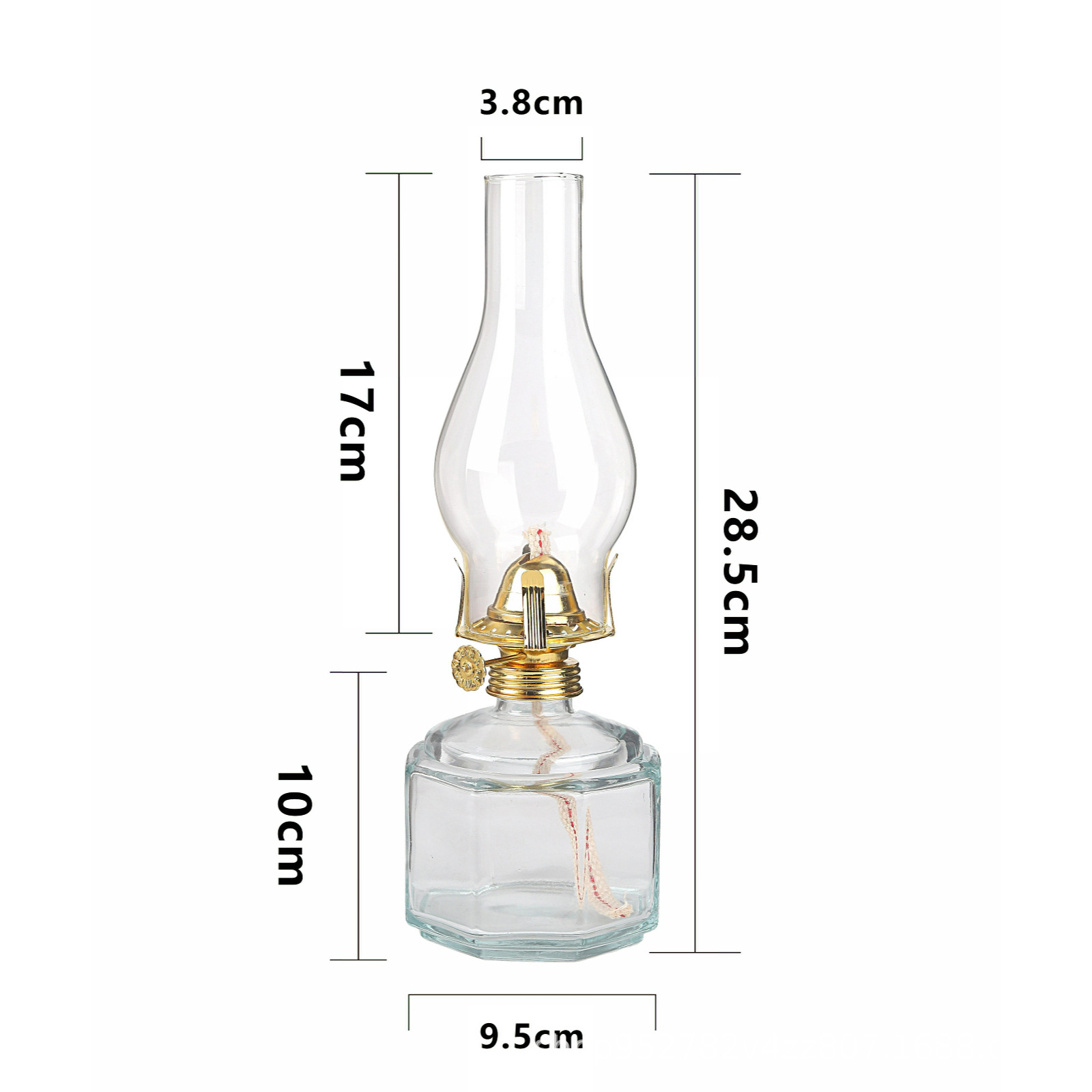 Lámpara de queroseno de vidrio poligonal de gran capacidad y tamaño mediano, lámpara de mantequilla, resistente al viento para exteriores, iluminación tradicional para interiores.