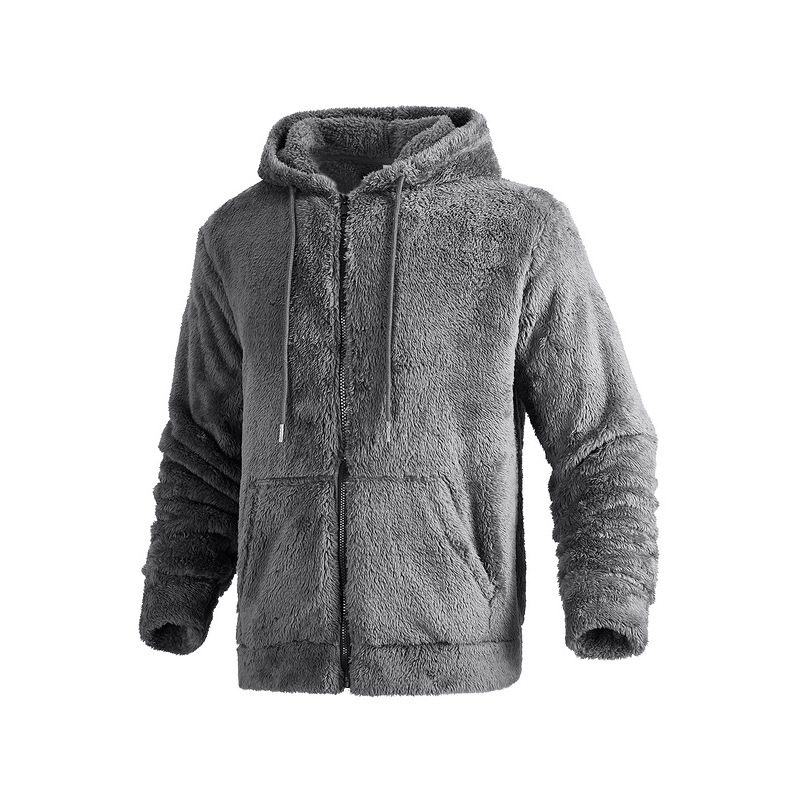 Herren Kapuzenstrickjacke Aus Doppelseitigem Samt Mit Reißverschluss_voghion.com