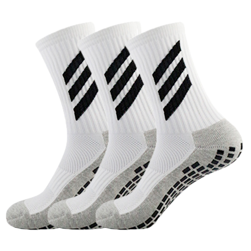 Temu Cross-Border Hot-Selling Thickeneded Towel Bottom Socks Sweat-Absorbent and Deodorant Dispensing Anti-Slip Three-Bar Sports Football Socks