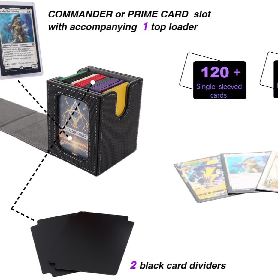 Exclusief grensoverschrijdend spel met dubbele vensters, kaartdoos van PU-leer, opbergdoos voor meer dan 100 Magic: The Gathering-kaarten_voghion.com