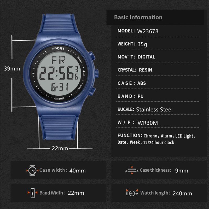 Reloj de pareja de moda reloj de hombre multifuncional sudeste asiático venta caliente estudiante impermeable deportes negocios reloj electrónico