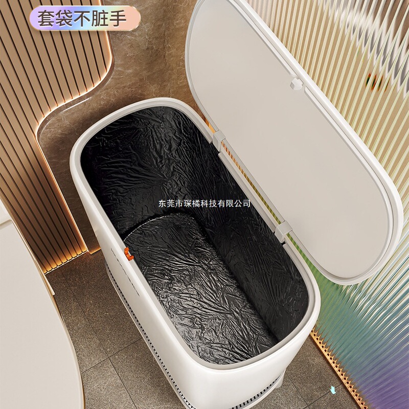2025年新型 新型空気圧式スマート袋詰めゴミ箱 蓋付き 手を汚さない トイレ 浴室 大容量ペーパー|undefined