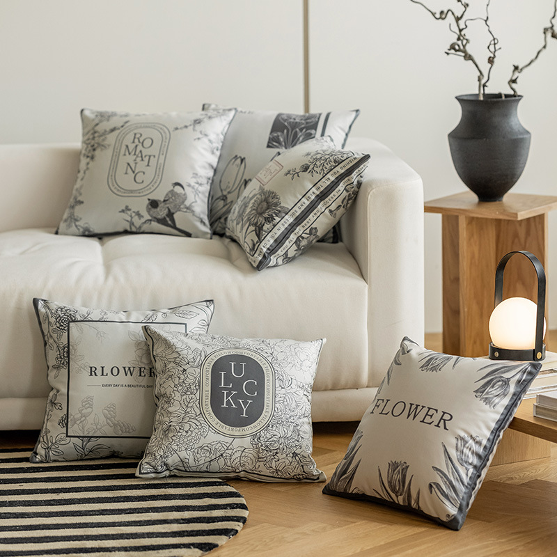 科技布印花抱枕套皮沙发客厅靠枕靠垫不含芯皮质防水腰枕加大床头