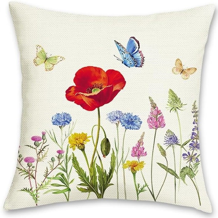 2023 transfronterizos flores de verano almohada de abrazo Amazon lino letras impresión cojín de dormitorio