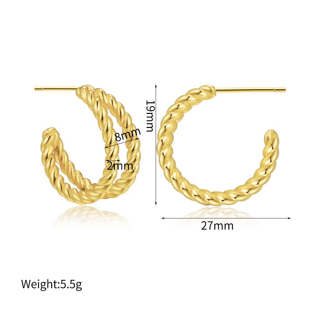 Retro C-shaped Twist Copper Earrings Wholesale Nihaojewelry display picture 4