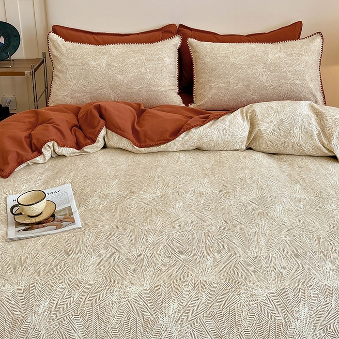 Cama de algodón tipo A, cuatro piezas de algodón, tres piezas de algodón, sábanas de borde gruesas, sensación de alto nivel, tallado grueso