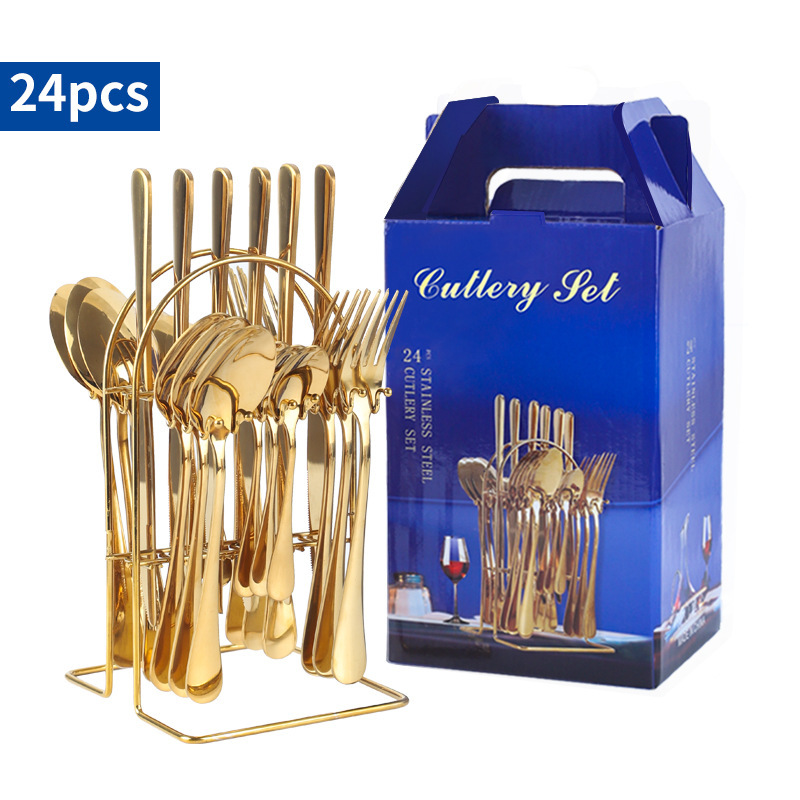 Amazon Explosions Stainless Steel Tableware 24-piece Set 1010 Four-piece Western-style Knife, Fork and Spoon Set Hanger Gift Box Amazon Explosions Stainless Steel Tableware 24-piece Set 1010 Four-piece Western-style Knife, Fork and Spoon Set Hanger Gift Box