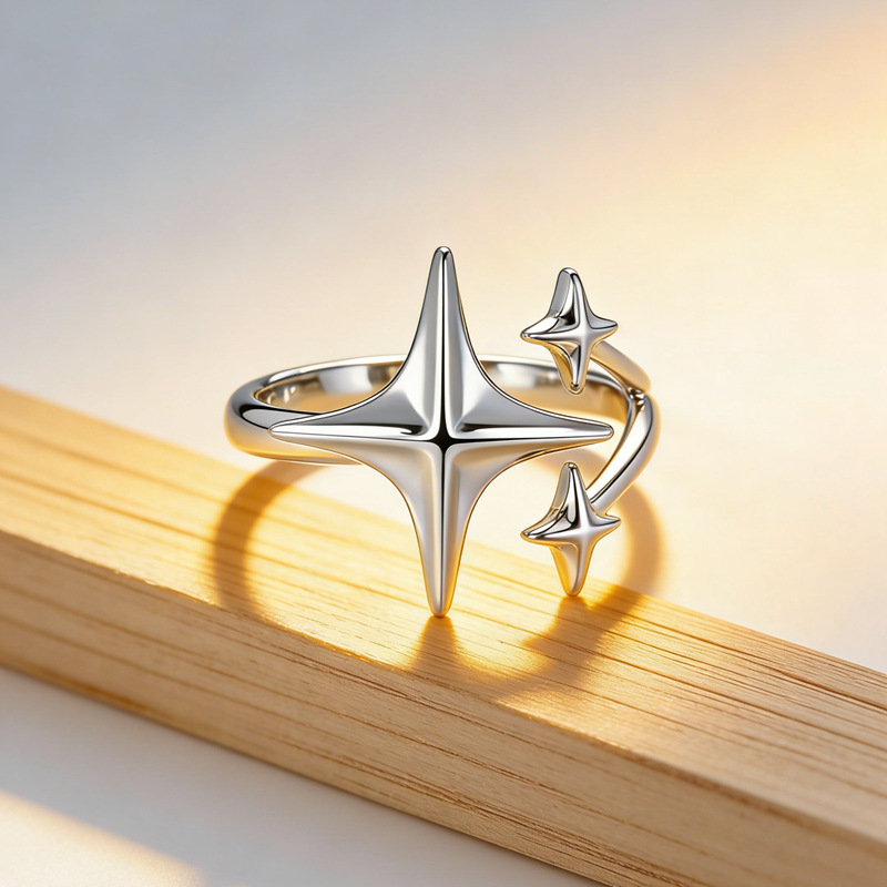 Korean Style Starburst Ring for Women, Niche Design, Korean Style, Simple and Fashionable Ring, Geometric Starburst Ring Wholesale