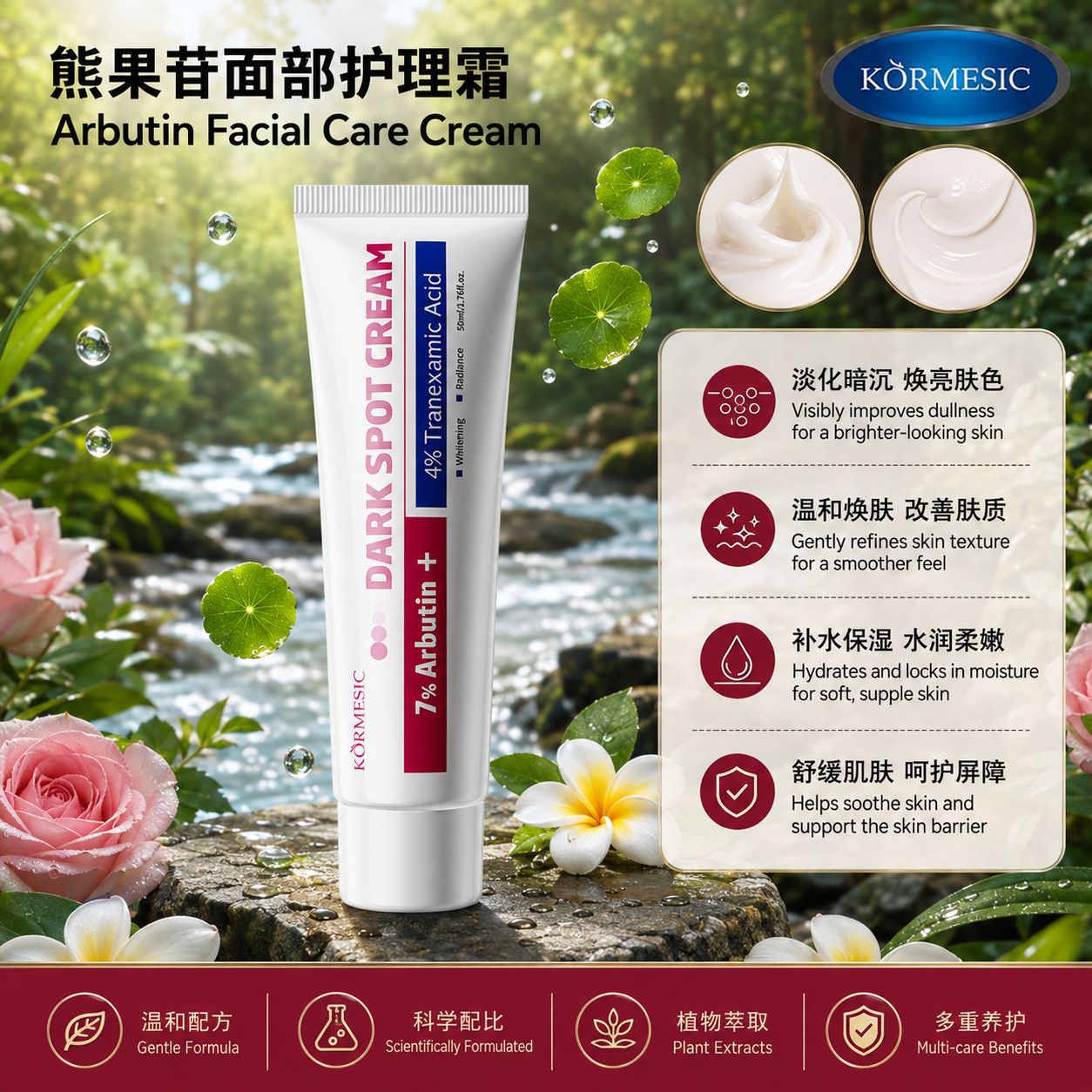 Crema Facial de Arbutina y Ácido Tranexámico para Cuidado Facial
